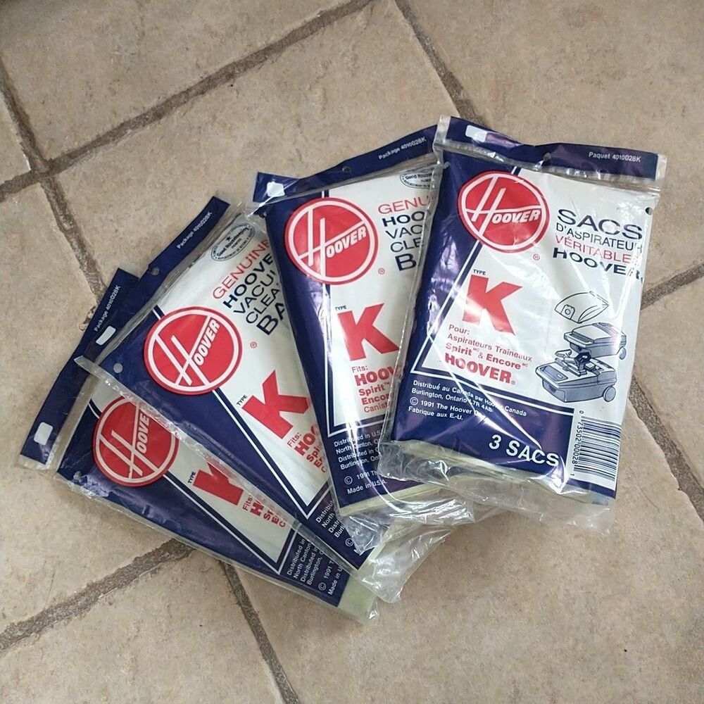 New Hoover Vacuum Cleaner Bags K Type 3/Pack 4010028K Set Of 4